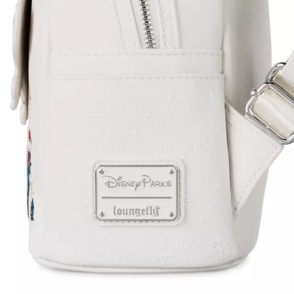 Mickey & Minnie Mouse Holiday Mini Backpack White Disney Loungefly & Keychain - Picture 6 of 12